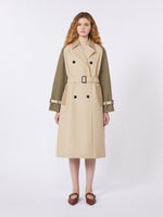Reversible water-repellent gabardine trench coat