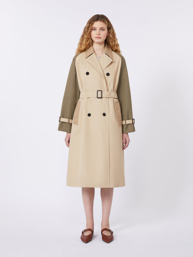 Reversible water-repellent gabardine trench coat