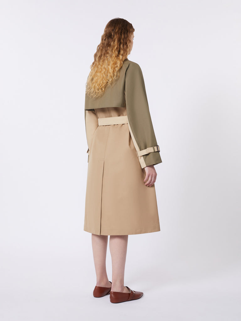 Reversible water-repellent gabardine trench coat