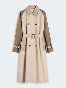 Reversible water-repellent gabardine trench coat