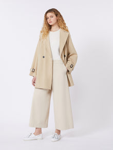 Short Trench Coat In Water-Repellent Canvas for Women - Beige - Max Mara UAE