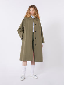 Water-Repellent Cotton Trench Coat for Women - Mud - Max Mara UAE