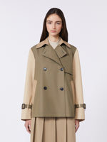 Cropped, water-repellent gabardine trench coat