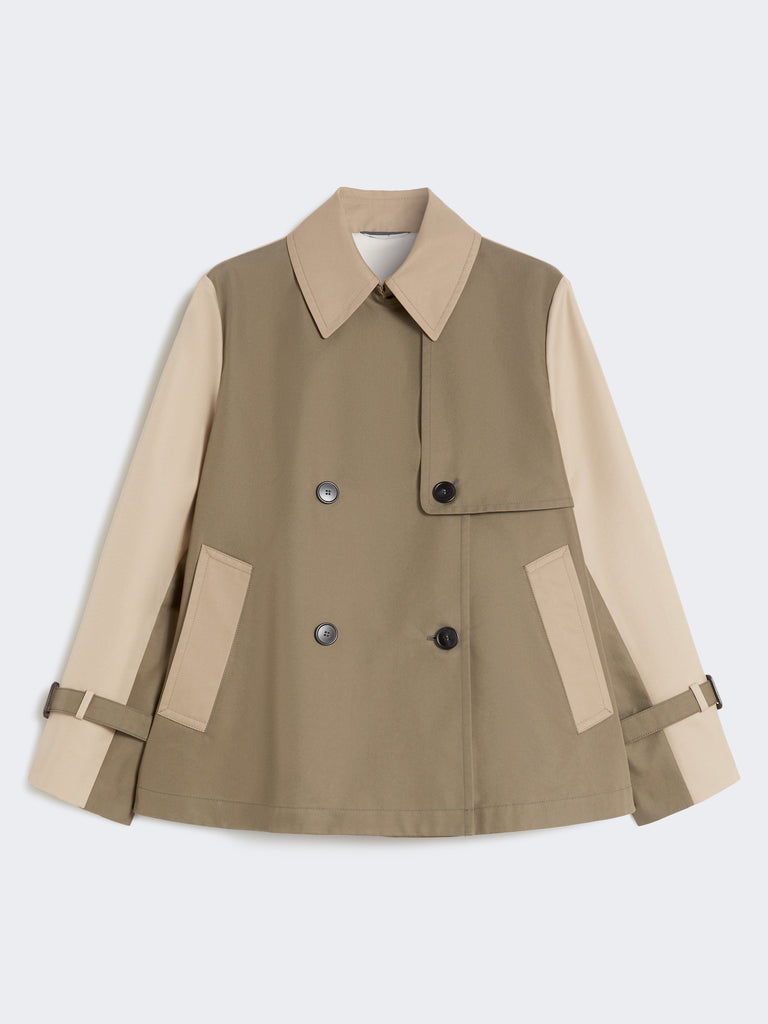 Cropped, water-repellent gabardine trench coat