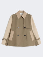 Cropped, water-repellent gabardine trench coat