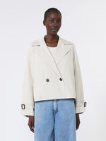 max mara short water-repellent canvas trench coat for women