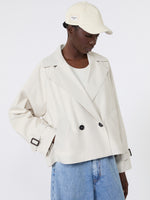 max mara short water-repellent canvas trench coat for women