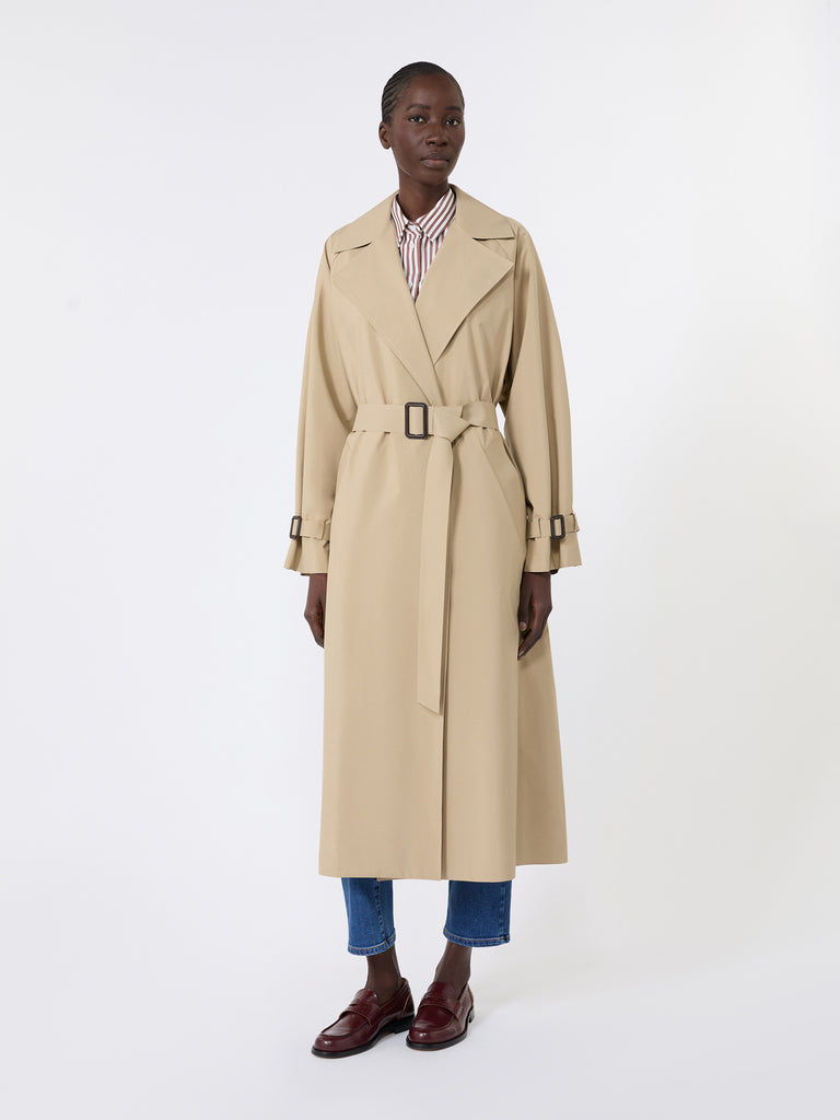 max mara long water-repellent technical canvas trench coat