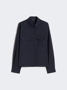 Woollen Cloth Cropped Jacket for Women - Navy - Max Mara UAE