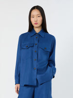 Linen Workwear Jacket for Women - Cornflower Blue - Max Mara UAE