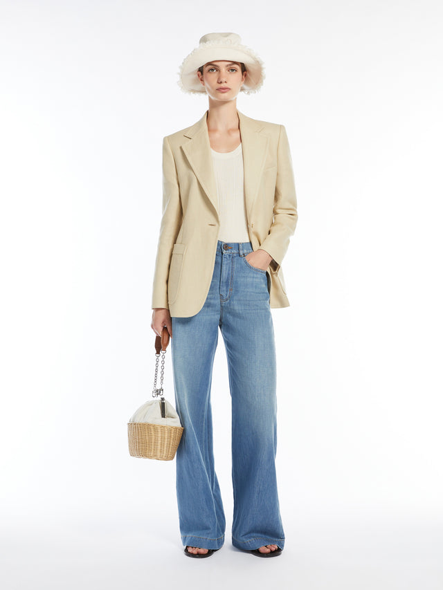 Cotton And Linen Single-Breasted Blazer for Women - Sand - Max Mara UAE