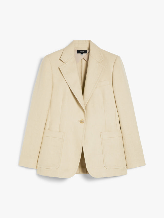 Cotton And Linen Single-Breasted Blazer for Women - Sand - Max Mara UAE
