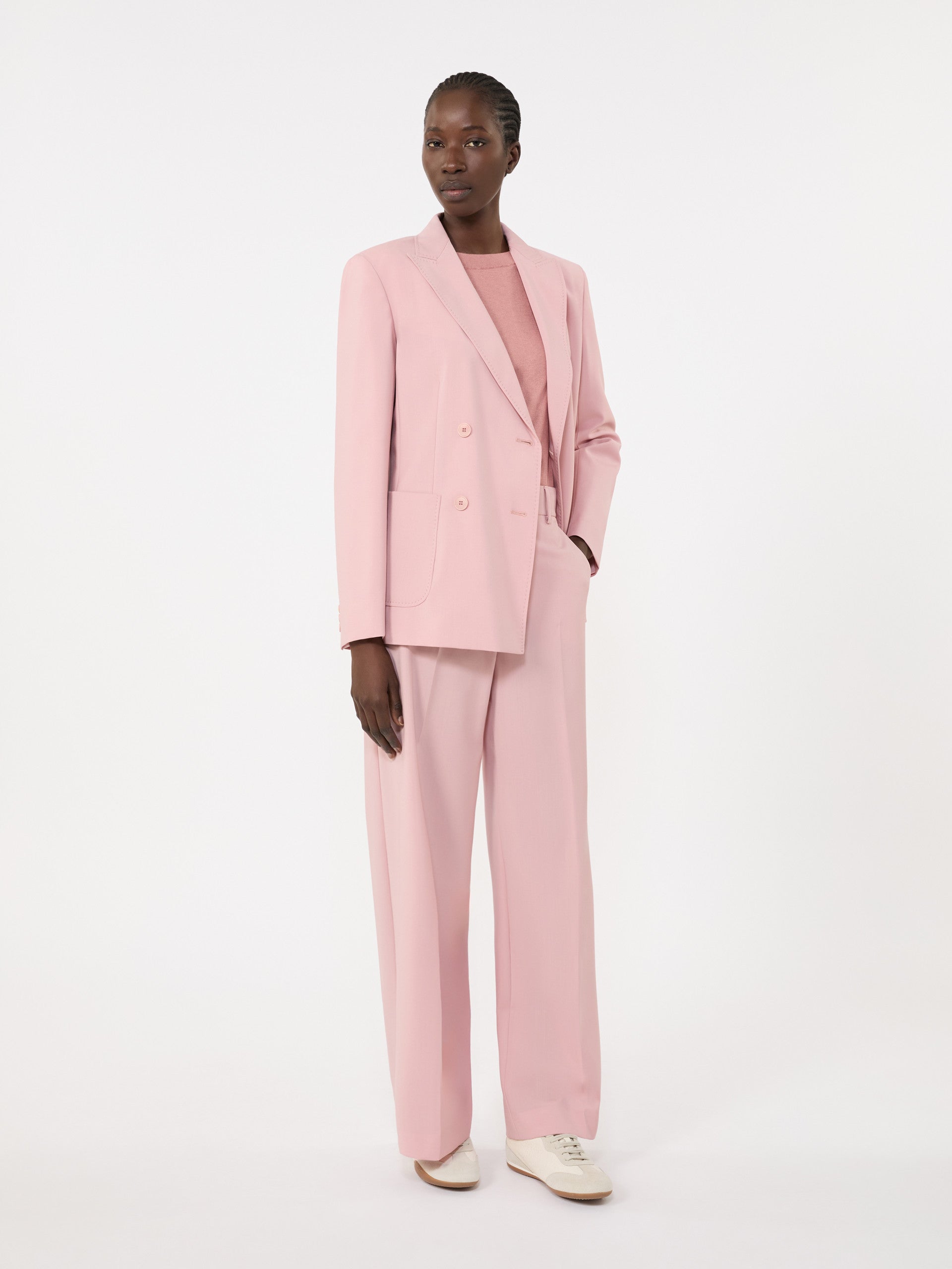 max mara double-breasted stretch wool blazer for women
