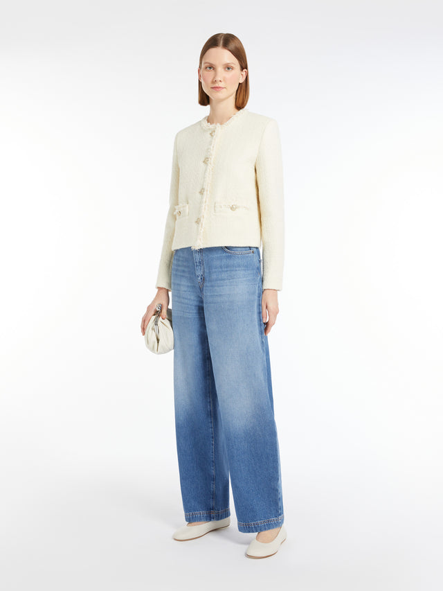 Wool-Blend Jacket for Women - Ecru - Max Mara UAE