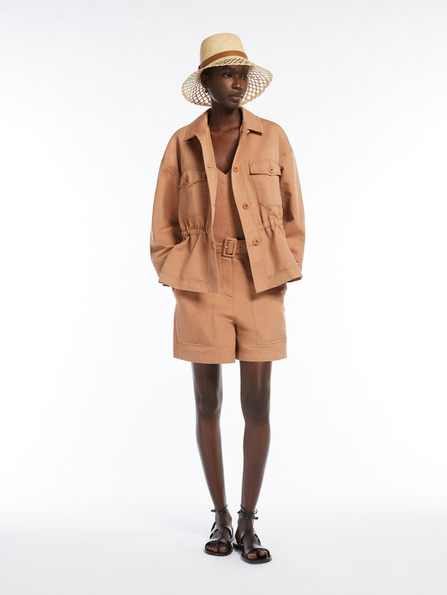 Cotton And Linen Jacket With Drawstring for Women - Desert - Max Mara UAE