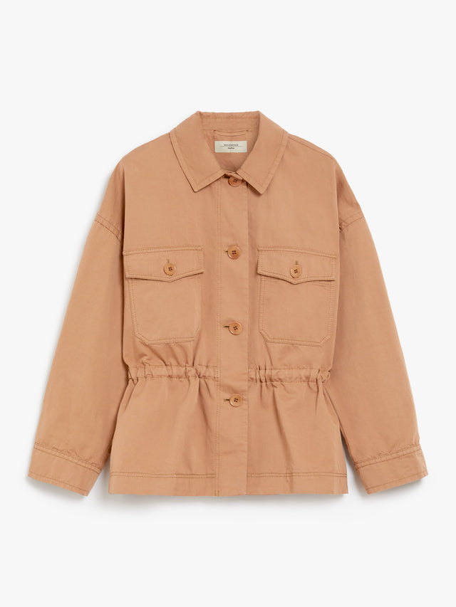 Cotton And Linen Jacket With Drawstring for Women - Desert - Max Mara UAE