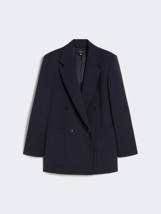 Double-Breasted Technical Wool Blazer for Women - Black - Max Mara UAE