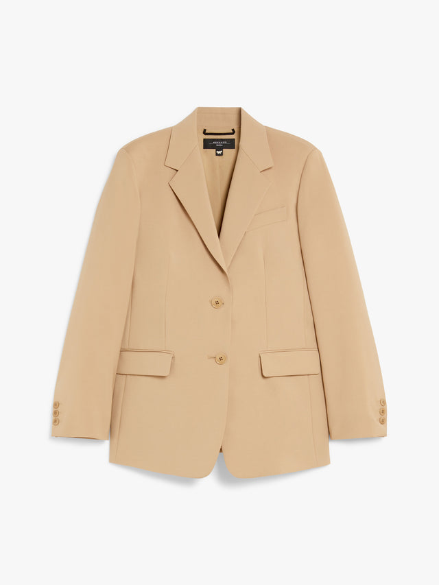 Single-Breasted Wool-Blend Canvas Blazer for Women - Beige - Max Mara UAE