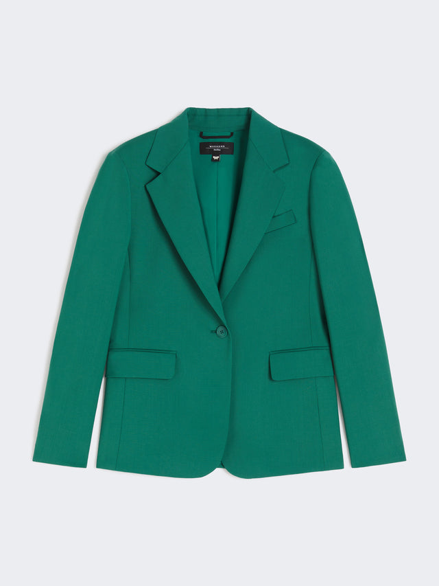 Natural Stretch Wool Blazer for Women - Green - Max Mara UAE