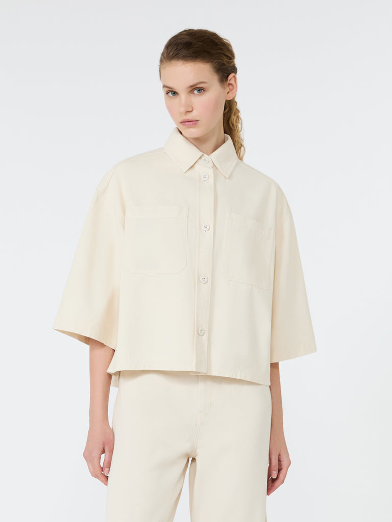 max mara washed cotton cropped jacket