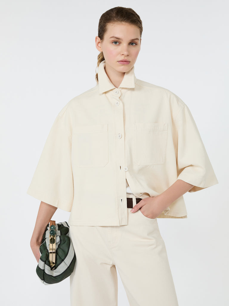 max mara washed cotton cropped jacket