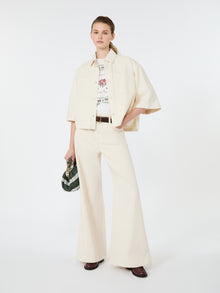 Washed Cotton Cropped Jacket for Women - Ecru - Max Mara UAE
