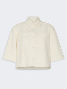 Washed Cotton Cropped Jacket for Women - Ecru - Max Mara UAE