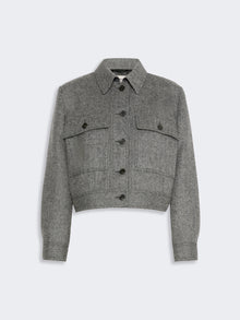 Cropped Wool Blend Jacket for Women - Dark Grey - Max Mara UAE