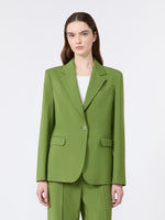 Single-Breasted Stretch Wool Blazer for Women - Green - Max Mara UAE