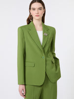 Single-Breasted Stretch Wool Blazer for Women - Green - Max Mara UAE