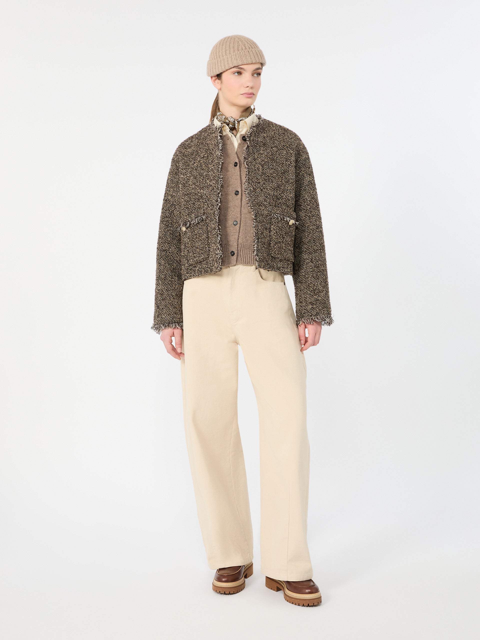 max mara wool blend bouclé boxy jacket for women