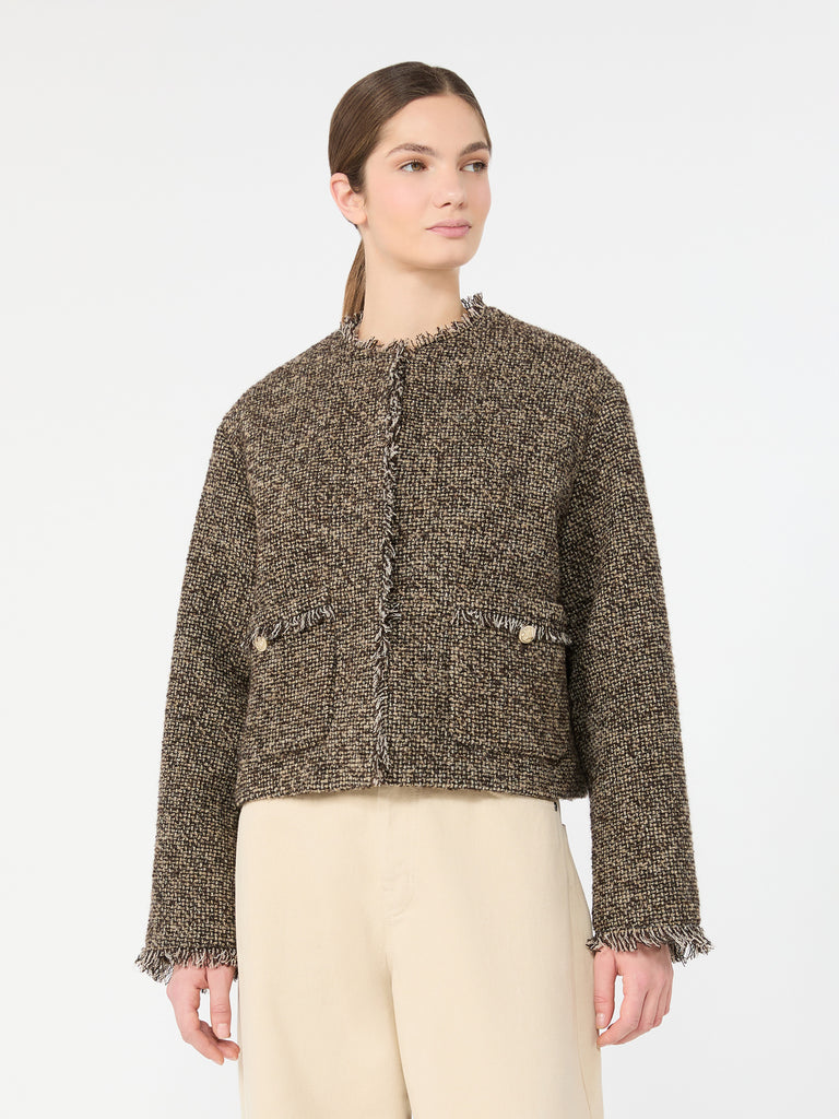max mara wool blend bouclé boxy jacket