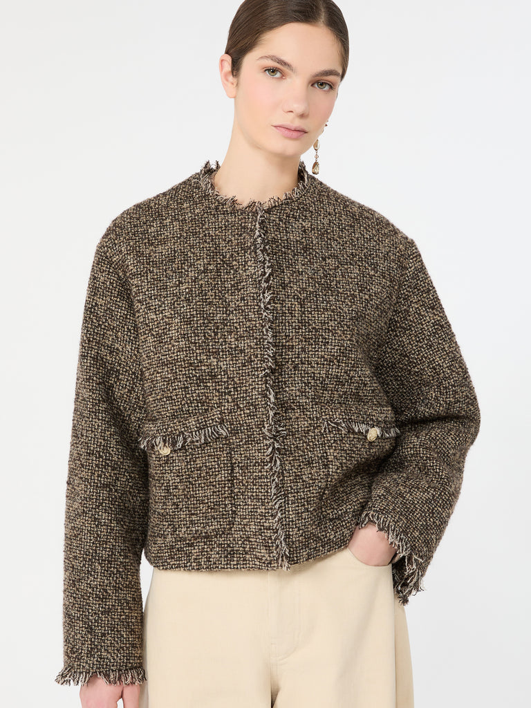 max mara wool blend bouclé boxy jacket