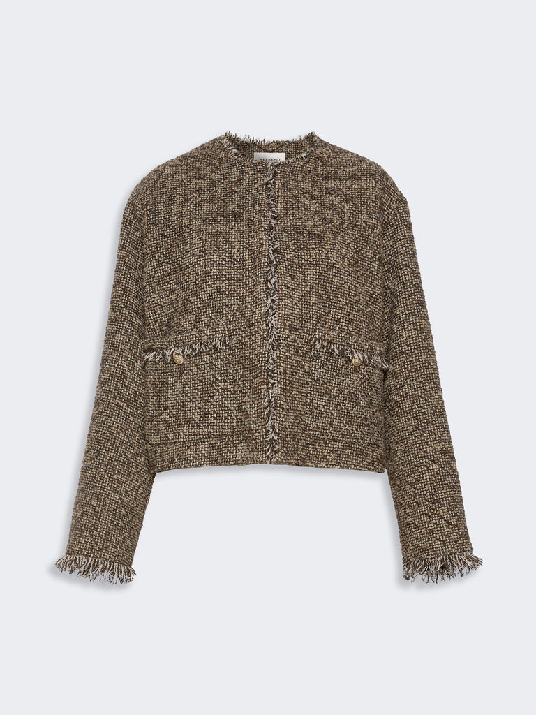 max mara wool blend bouclé boxy jacket