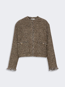 Wool Blend Bouclé Boxy Jacket for Women - Brown - Max Mara UAE