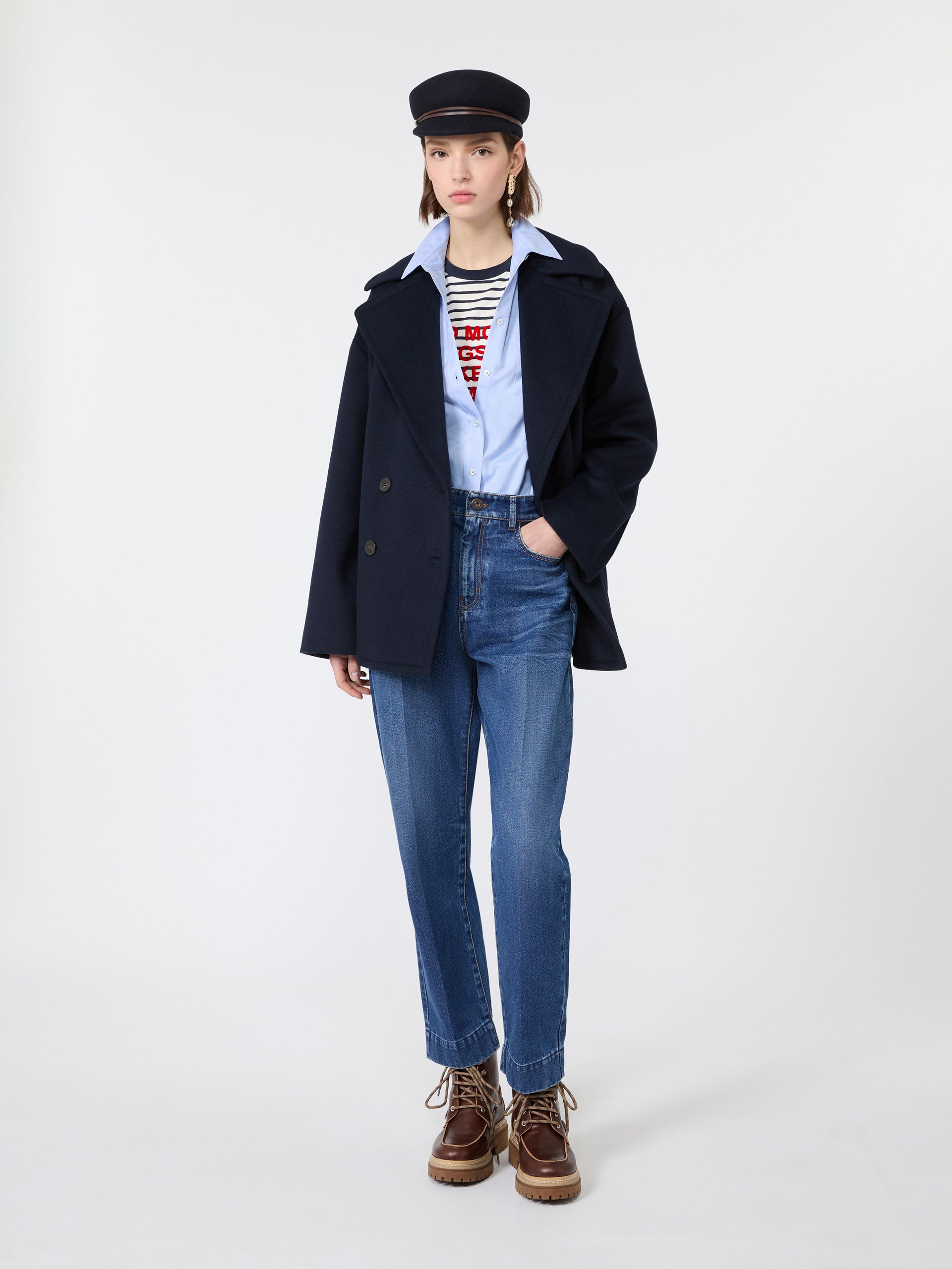 max mara double-sided wool double-breasted pea coat for women