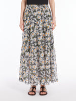 Long Printed Silk Skirt for Women - Black - Max Mara UAE