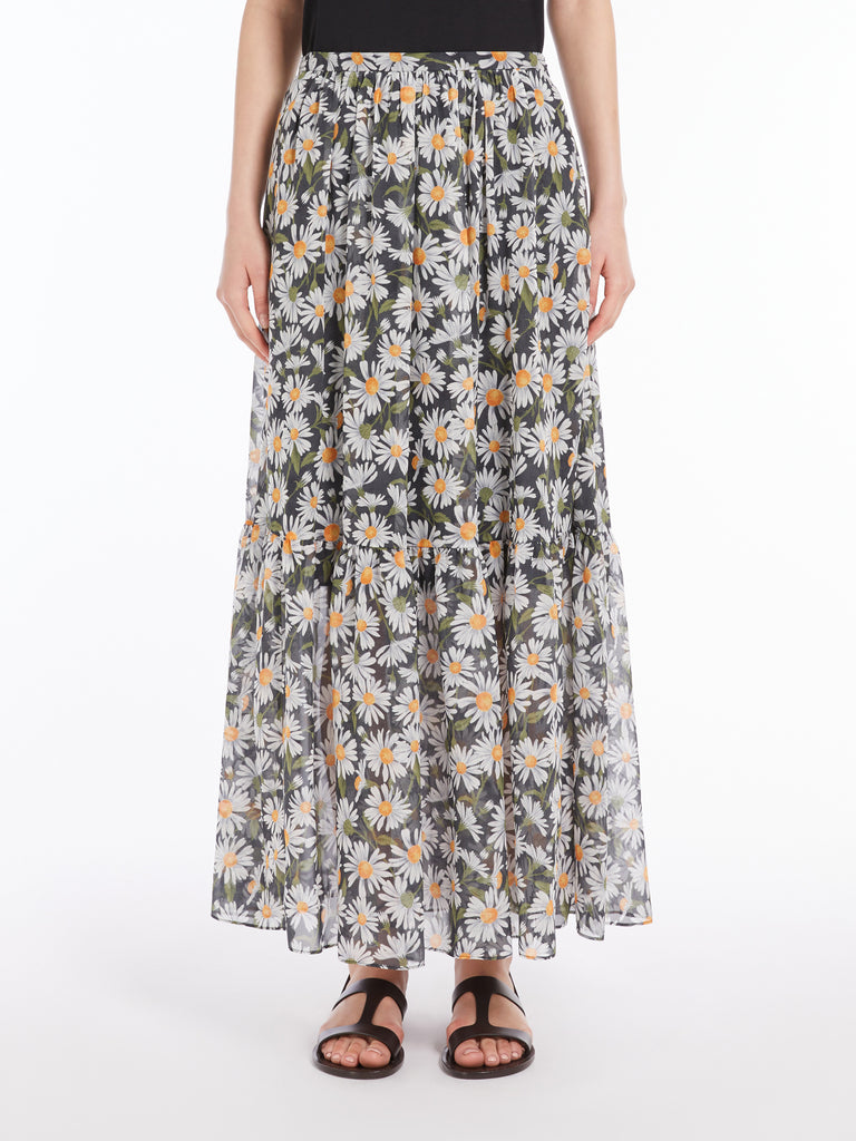 max mara long printed silk skirt