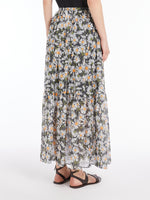 Long Printed Silk Skirt for Women - Black - Max Mara UAE