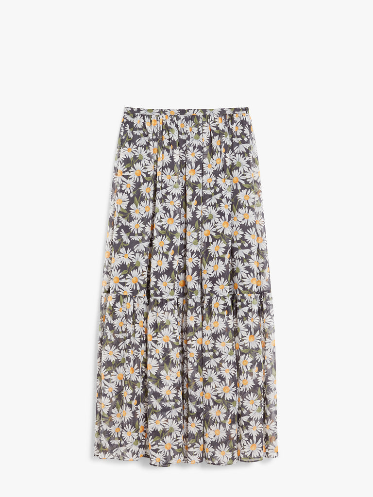 max mara long printed silk skirt