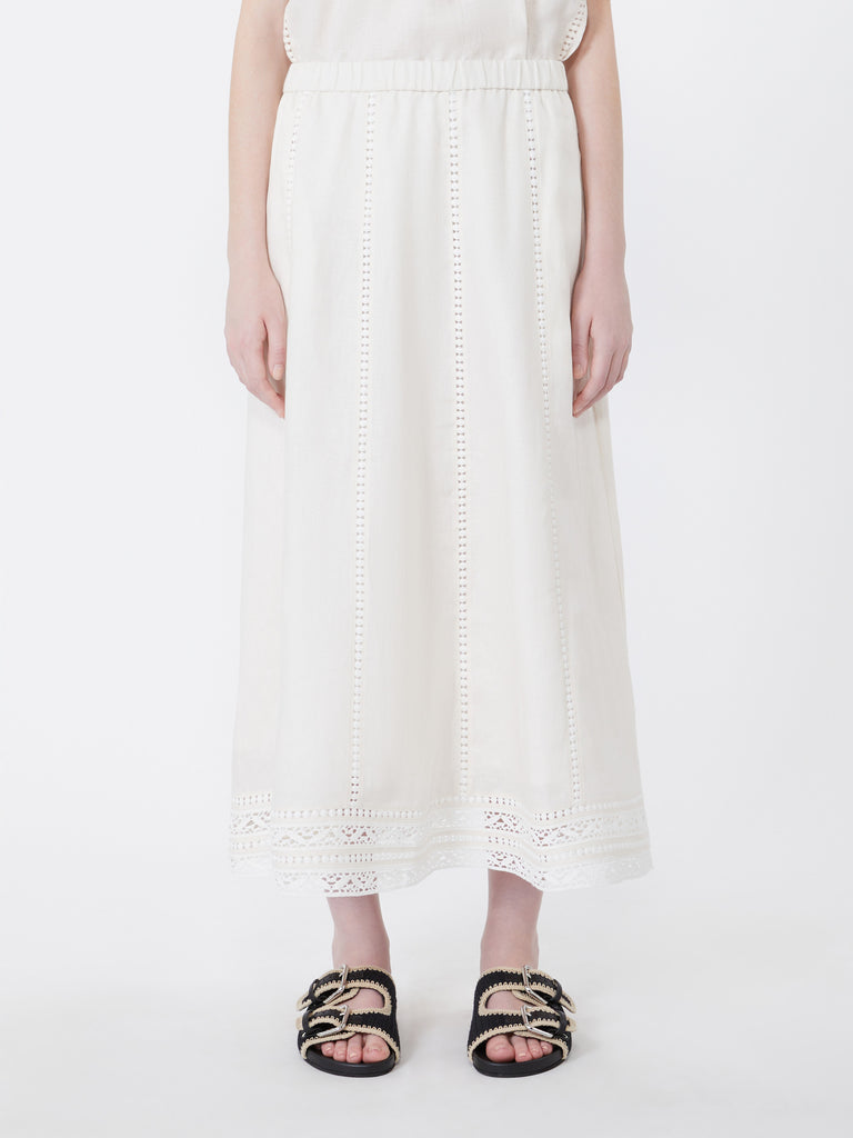 max mara linen skirt with à jour embroidery