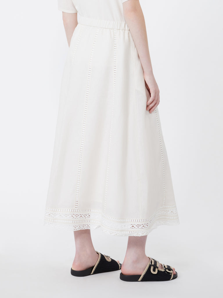 max mara linen skirt with à jour embroidery