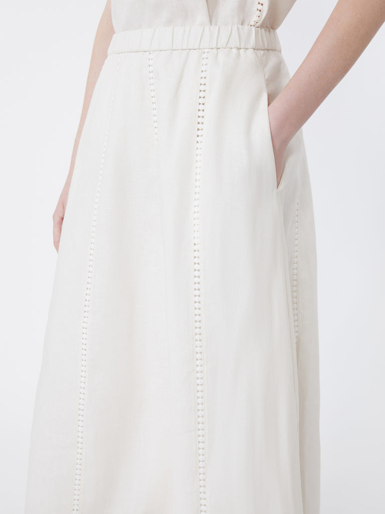 max mara linen skirt with à jour embroidery