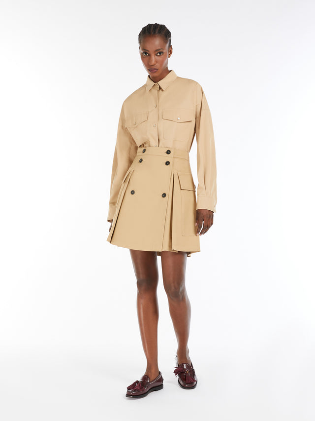 Short Skirt In Cotton Gabardine for Women - Beige - Max Mara UAE