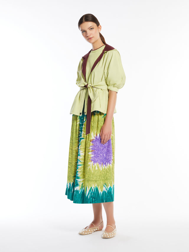 Printed Poplin Skirt for Women - Green - Max Mara UAE