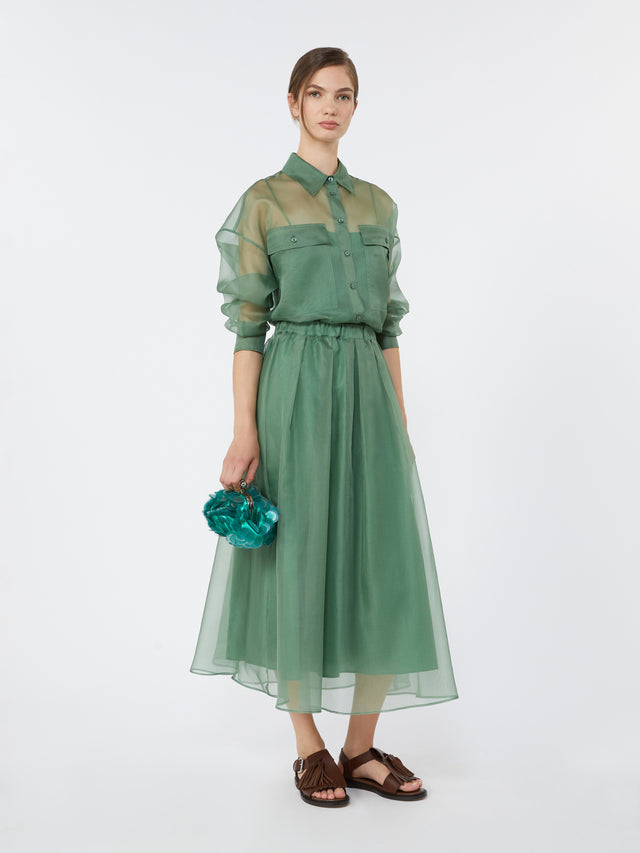 max mara pleated silk organza skirt for women