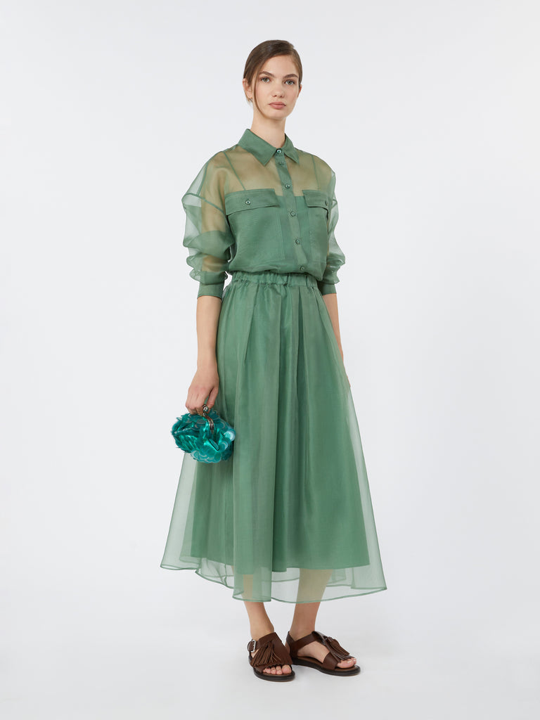 max mara pleated silk organza skirt
