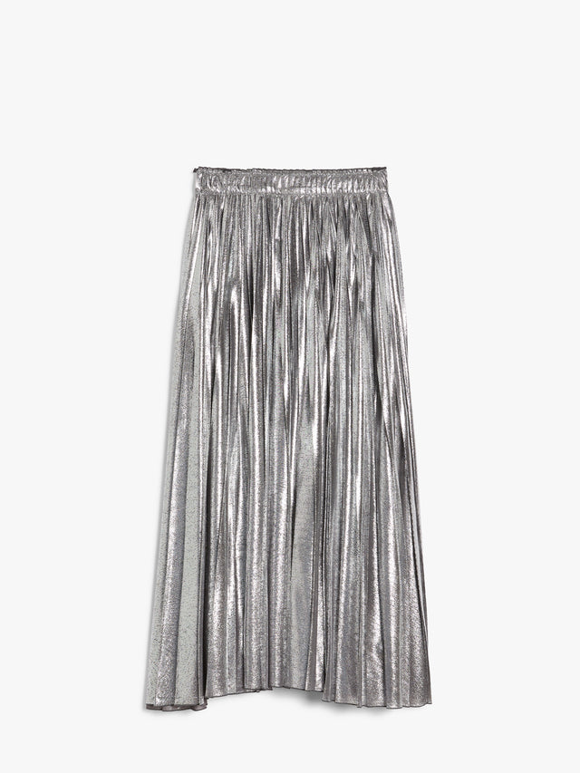 Long Skirt In Metallic Georgette for Women - Silver - Max Mara UAE