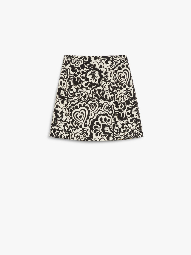 Printed Cotton Short Skirt for Women - Black - Max Mara UAE