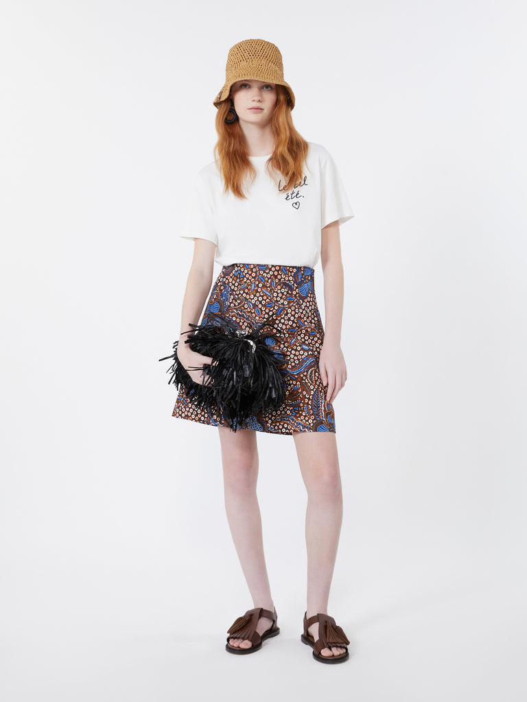 max mara printed stretch cotton short skirt